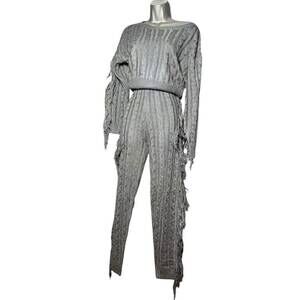 NEW LOVE SENSE women's sweater fringe set in black